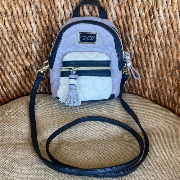 Betsey Johnson Handbags - Betsey Johnson Black, Gray and Cream Mini Backpack